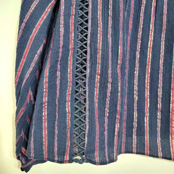 Anthropologie tryb navy metalic blouse - Picture 8 of 9